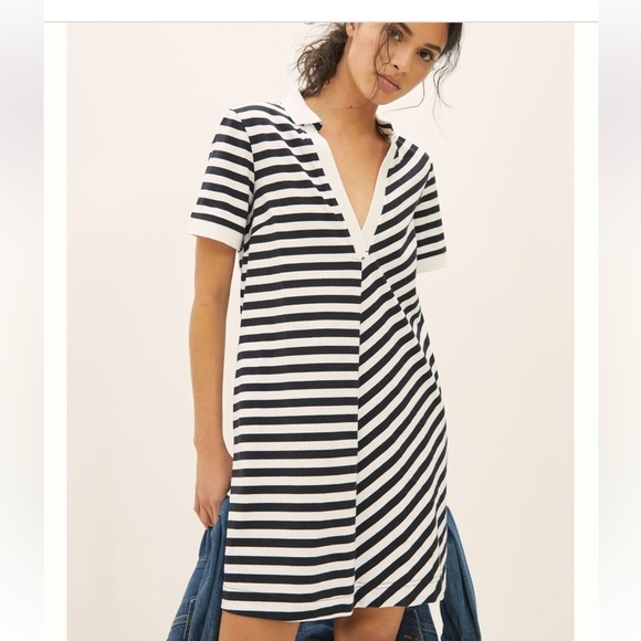 Maeve Dresses & Skirts - Maeve by Anthropology Polo Black White Striped Mini Dress Size Small